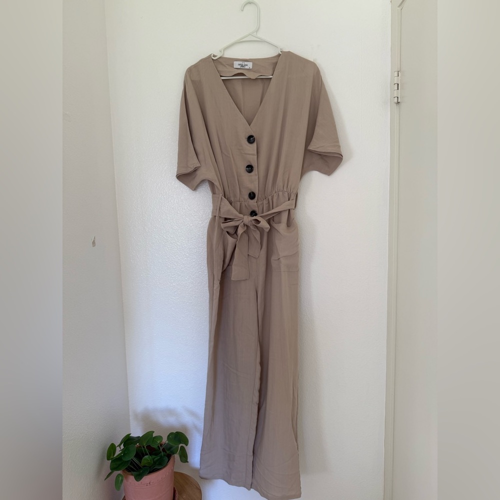 Carly Jean Los Angeles Tan Jumpsuit